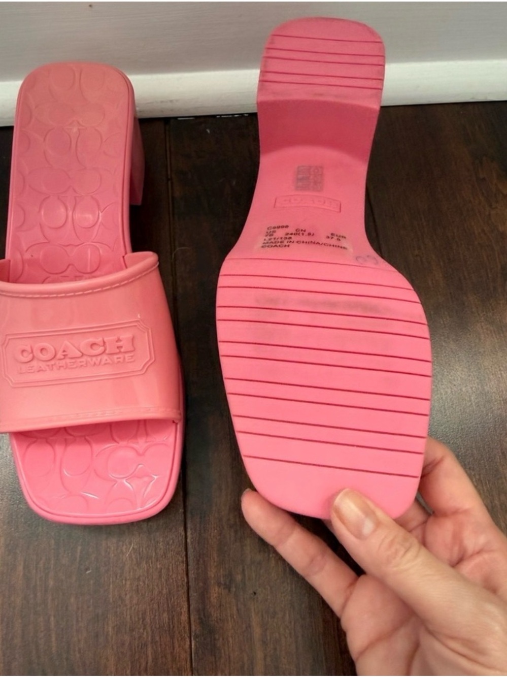 Coach Pink Chunky Heel Slide Mules - Picture 4 of 4